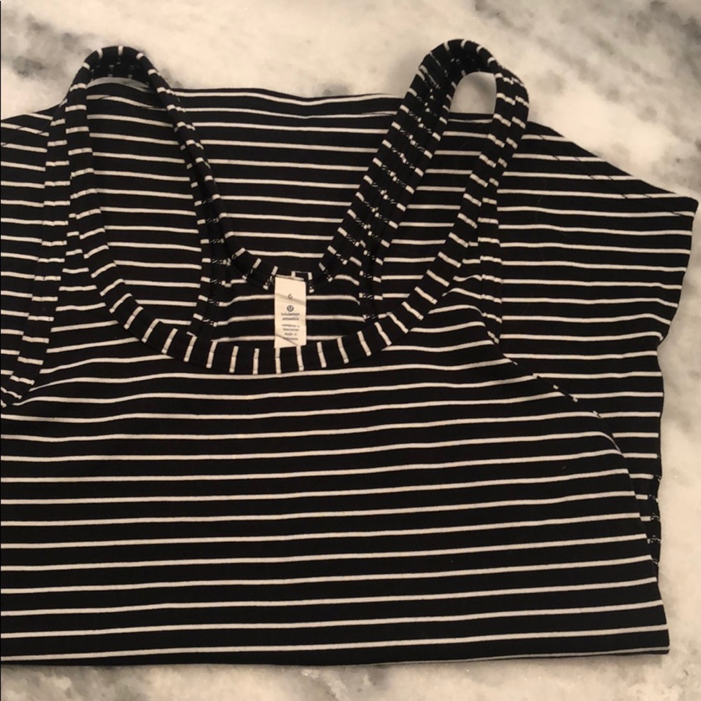 Lulu lemon black and white striped cool racerback